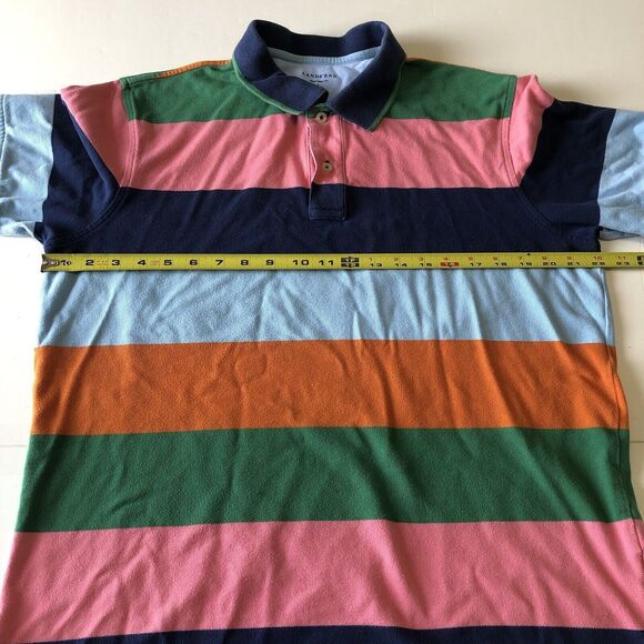 Lands End Mens Collared Short Sleeve Polo Shirt Multicolor Striped Size Large - Picture 4 of 13